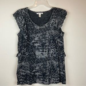 Kenneth Cole New York Sleeveless Black/Grey top Blouse with Ruffles Size XL